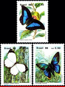 2048-50 BRAZIL 1986 BUTTERFLY, INSECTS, BUTTERFLIES, RHM C-1512-14, MNH