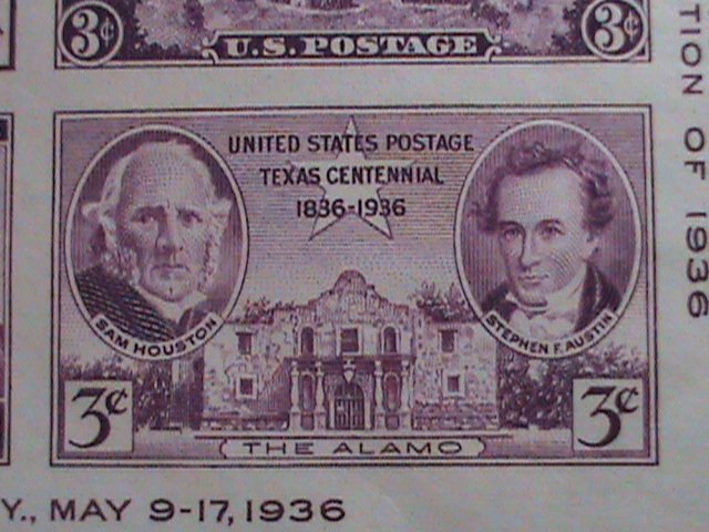 ​UNITED STATES-1936 SC# 778 3RD INTERNATIONAL STAMPS SHOW-VERY OLD IMPERF: S/S