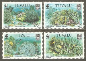 TUVALU Sc# 617 - 620 MNH FVF Set4 WWF Blue Coral