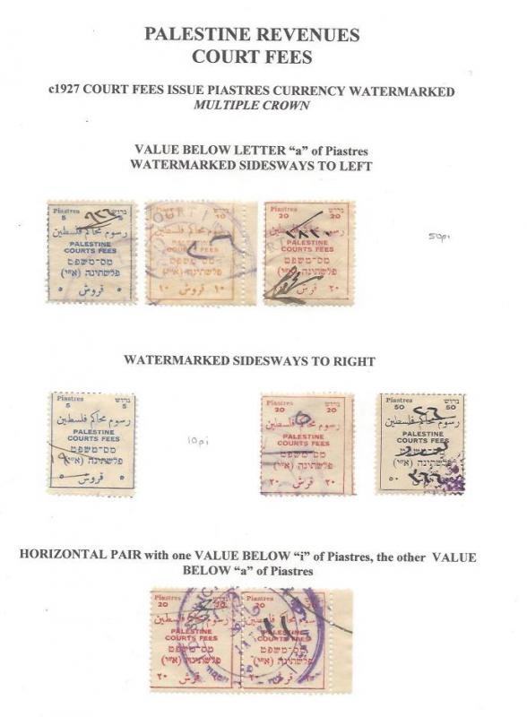 PALESTINE 1920s COURT FEE REVENUE COLLECTION Bale 1996 Cat = $1900.00+