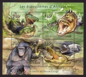 Togo - New Issue - MNH Congo River Basin Animals (M/S)