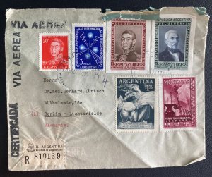 1954 Buenos Aires Argentina Registered Airmail  Cover To Berlin Germany