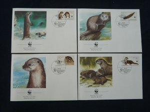 WWF otter set of 4 FDC Germany DDR 1987 (-50% for 10 sets or more)