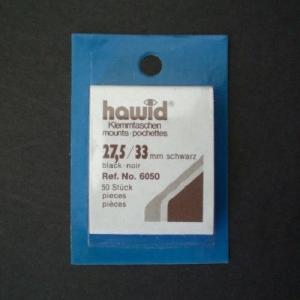 Hawid Stamp Mounts Size (27.5) 27/33 BLACK Pack of 50