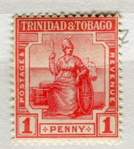 TRINIDAD; 1913 early Britannia issue Mint hinged 1d. value