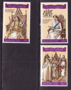 D1-Mauritius-Scott#433-5-unused NH set-QEII Silver Jubilee-1