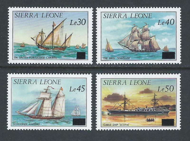 Sierra Leone #809-12 NH Ship Defins. Surcharged