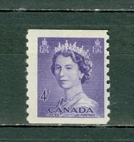CANADA 1953 QE-KARSH #333 VF  COIL STAMP MINT NO THINA...$4.50