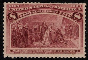 US #236 VF mint hinged, super vivid color,  fresh paper,  Super Nice!