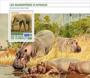 DJIBUTI - 2021 - African Mammals - Perf Souv Sheet - Mint Never Hinged