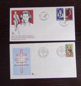 South Africa 1981 1982 FDC x 10 Fossils Navy Scouts Orchids Cancer Deaf TB etc  