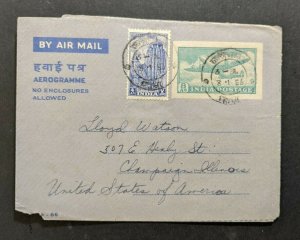 1956 Lalitpur UP India Airmail Cover to Champaign Illinois USA