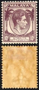 Straits Settlements SG284 KGVI 10c Dull Purple M/M Cat 16 pounds