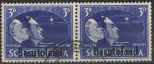 Basutoland 31 (used) 3p allegory of hope, ultra & sp ultra, ovptd (1945)