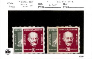 Germany - DDR, Postage Stamp, #383-384 (2 Sets ) Mint LH, 1958 Max Planck (AC)