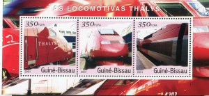 Guinea-Bissau 2001 FRENCH-BELGIAN SPEED TRAINS Sheet Perforated Mint (NH)