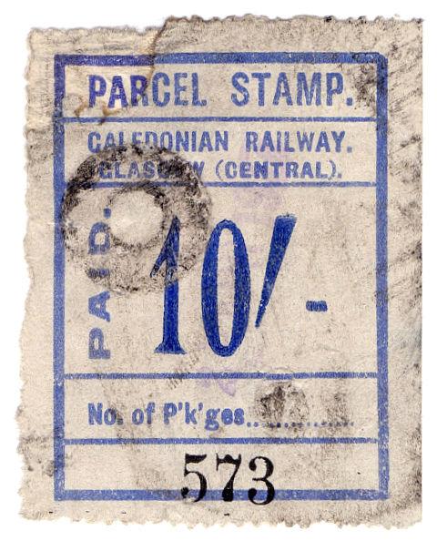 (I.B) Caledonian Railway : Parcel Stamp 10/- (Glasgow)