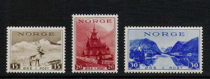 Norway 1938 Watermarked Tourism Issue #181-183 Facit 241-243 VF Mint OG NH