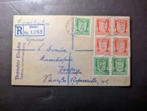 1942 Registered England Channel Islands Cover Jersey CI to Tiefbau Germany