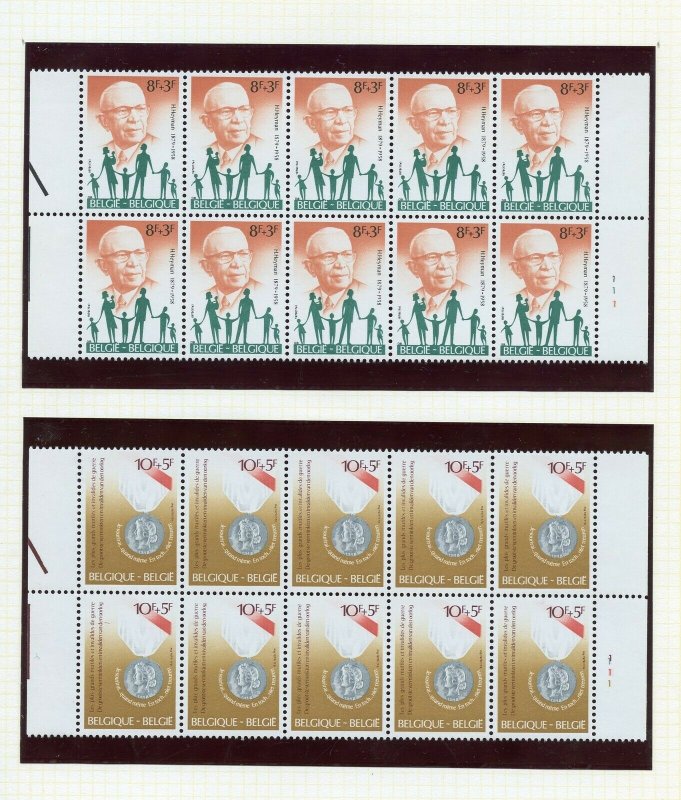 BELGIUM SELECTION B BLOCKS ON  PAGES MINT NEVER HINGED & USED