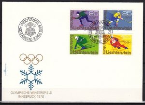 Liechtenstein, Scott cat. 576-579. Innsbruck Olympics issue. First day cover. ^