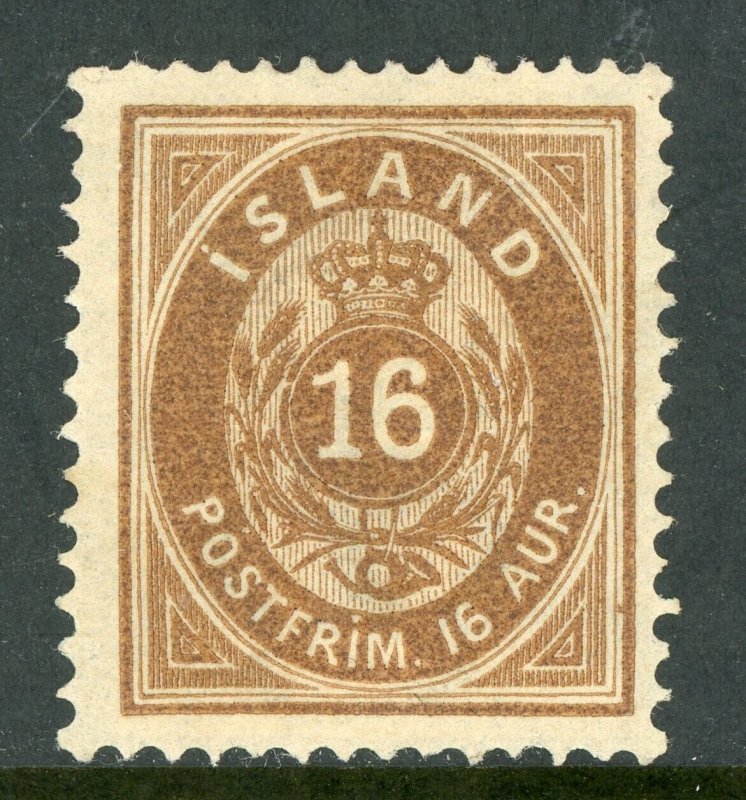 Iceland 1876 Numeral 16a Brown Perf 14x13½ Scott # 12 Mint B208