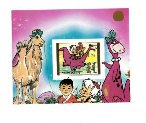 Mongolia 1991 - IMPERF Flintstones stamp souvenir sheet - Scott 1922