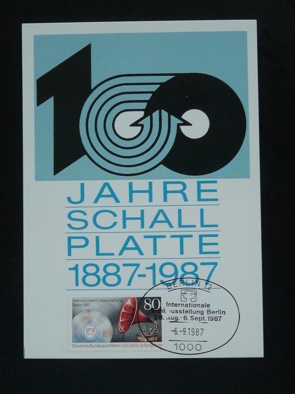 centenary of disc record maximum card Germany 1987