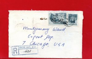 CROSS LAKE MANITOBA 1953 to USA Registered Canada cover
