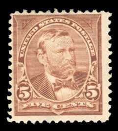 United States, 1894-95 #270 Cat$35, 1895 5c chocolate, hinged