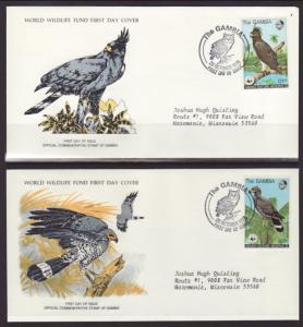 Gambia 381-384 Owls 1978 S/4 Typed FDC
