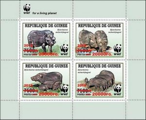 Guinea - 2019 Wild Boar WWF Ovpt - 4 Stamp Sheet - GU190121a1