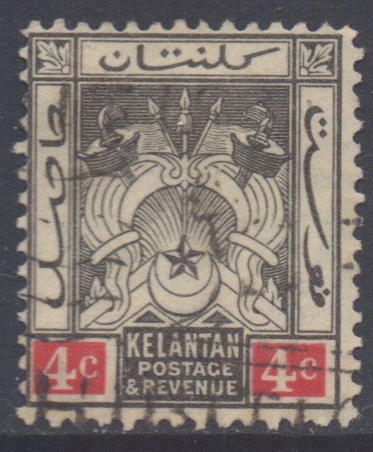 Malaya Kelantan Scott 19 - SG17, 1921 Sultan 4c used