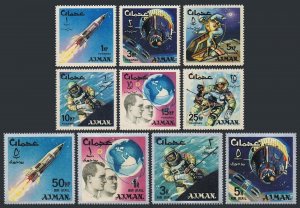 Ajman 93-102, Bl.8 Michel, MNH. Space achievements 1966. Atlas,Gemini,Mercury,