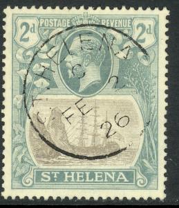 ST HELENA 1922-27 KGV 2d BROKEN MAINMAST VARIETY Sc 82var / SG 100a VFU