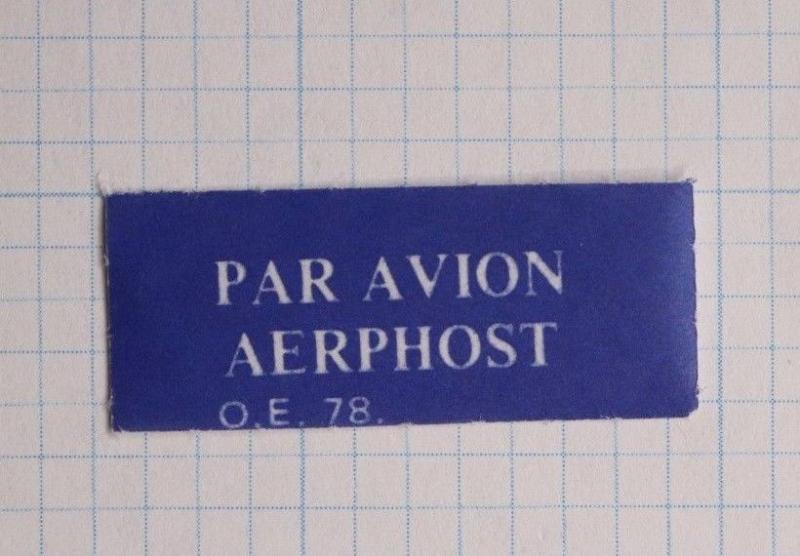 Airmail Etiquette label Mint Par Avion AERPHOST O.E.78 PO form Ireland AER-PHOST