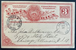 1882 San Jose Costa Rica Postal Stationery Postcard Cover To Chicago IL Usa