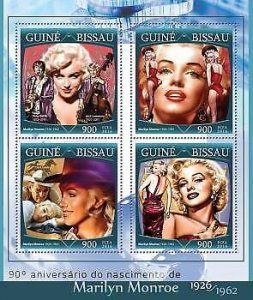 2016 Guinea-Bissau. Marilyn Monroe. Y&T Code: 6540-6543. Michel Code: 8659-8662