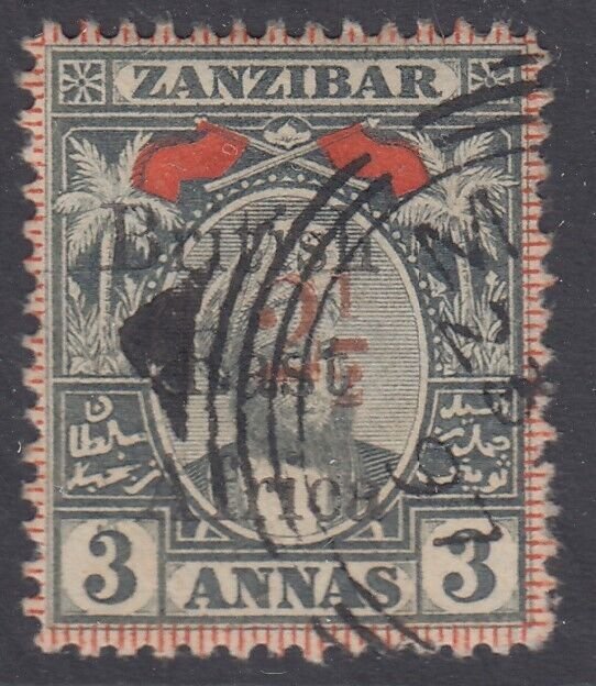 SG 89 British East Africa 1897. 2½d on 3a grey & red. Fine used CAT £70