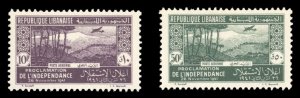 Lebanon #C80-81 Cat$11.50, 1942 Proclamation of Independence, set of two, hinged