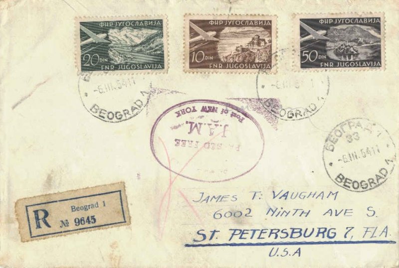 Yugoslavia 20D Gulf of Kotor Air and 10D Ohrid Air with 50D Bled Air 1954 Beo...