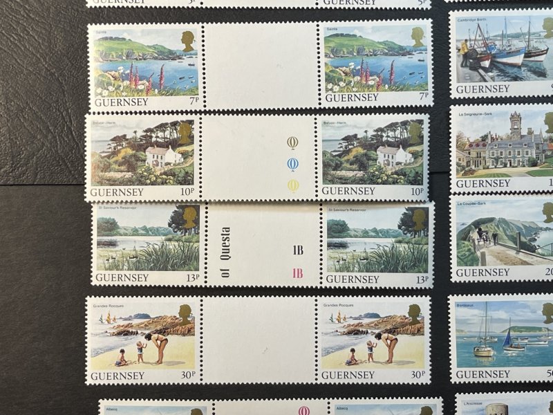 GUERNSEY # 283-302-MINT NEVER/HINGED--COMPLETE SET OF GUTTER PAIRS--1984-85