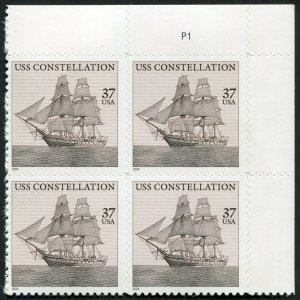 USA #3869 USS Constellation  Plate block  (FV  $1.48)