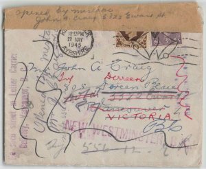 Canada 1945 Victoria Vancouver New Wesminster BC Redirected Cover Incoming UK