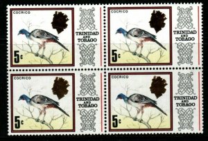 TRINIDAD & TOBAGO SG341 1969 5c BIRDS DEFINITIVE BLOCK OF 4 MNH