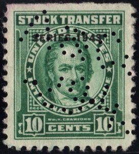 RD144 10¢ Stock Transfer Stamp (1943) Perfin