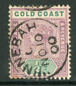 Gold Coast 1898 British Colony ½¢ QV Keyplate Scott # 26 Nice Cancel S255