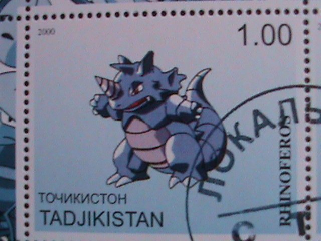 ​TAJIKISTAN -2000 LOVELY FAMOUS POKEMON FANCY POSTAL CANCEL CTO SHEET VF