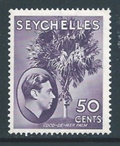 Seychelles #141a MH 50c George VI Defin. - Palm - Chalky Paper - Deep Red Violet