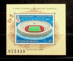 ROMANIA Sc 2868 NH SOUVENIR SHEET OF 1979 - OLYMPIC STADIUM